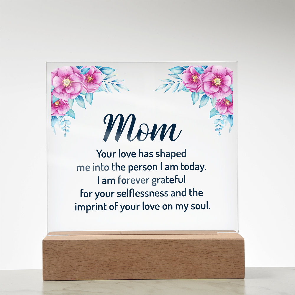 Acrylic heart Customised  plaque, To my Mom Best gift on Mother's Day