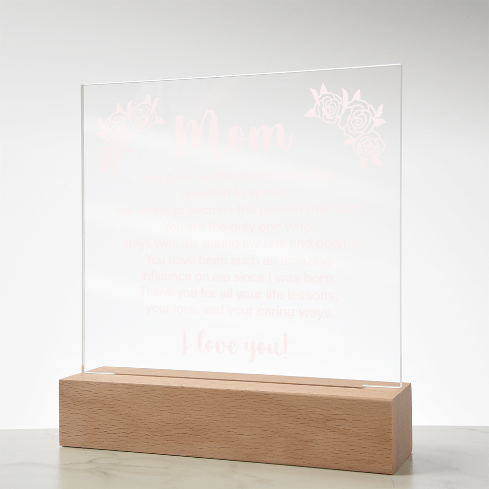 To My Mom, Acrylic Square plaque with customised message and design