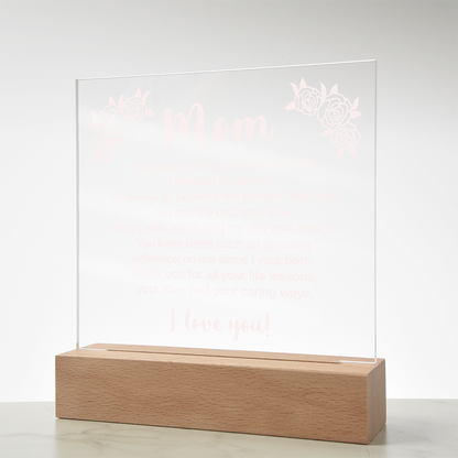 To My Mom, Acrylic Square plaque with customised message and design