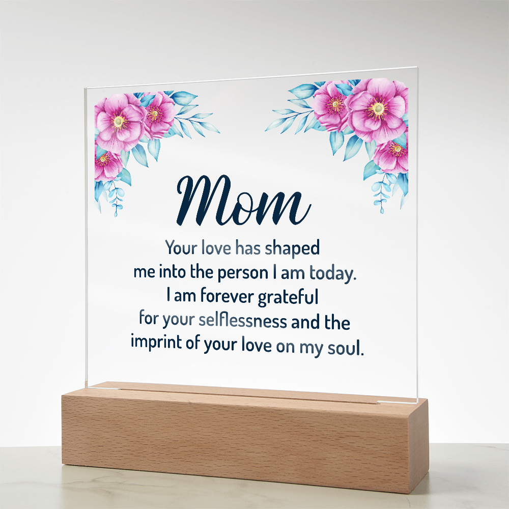 Acrylic heart Customised  plaque, To my Mom Best gift on Mother's Day