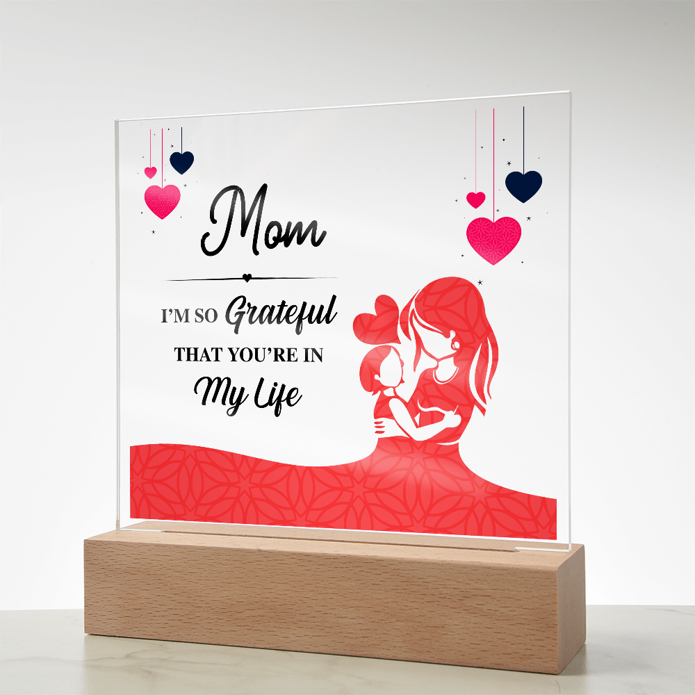 Acrylic Square Plaque With Printed Message to my MOM, Mother's Day