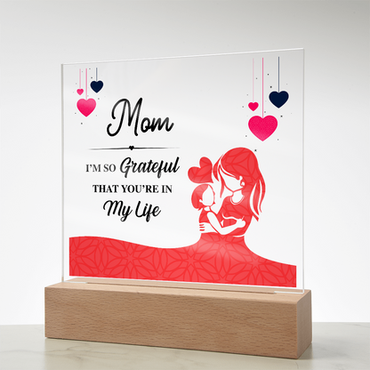 Acrylic Square Plaque With Printed Message to my MOM, Mother's Day