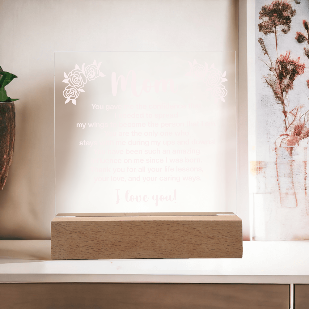 To My Mom, Acrylic Square plaque with customised message and design