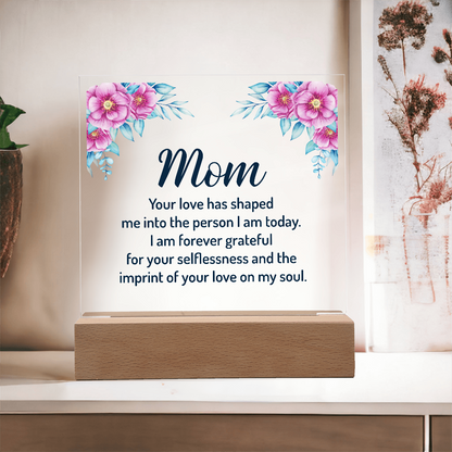 Acrylic heart Customised  plaque, To my Mom Best gift on Mother's Day