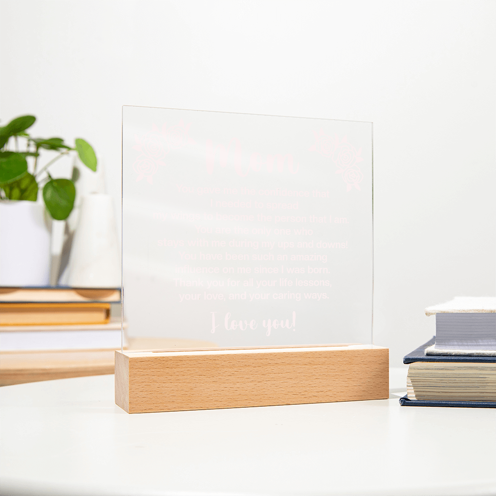 To My Mom, Acrylic Square plaque with customised message and design