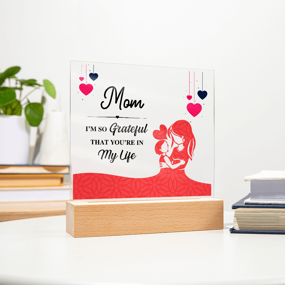 Acrylic Square Plaque With Printed Message to my MOM, Mother's Day