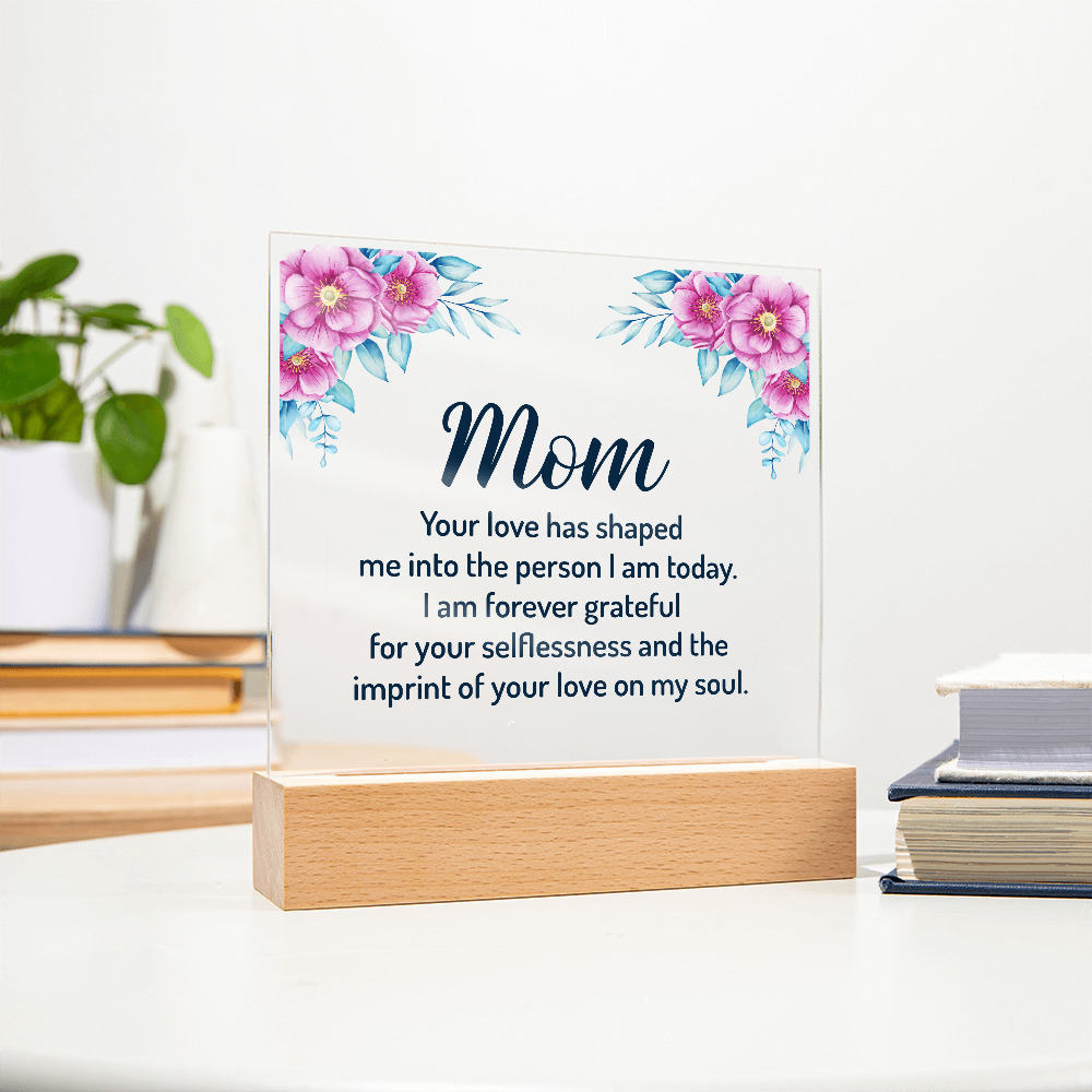 Acrylic heart Customised  plaque, To my Mom Best gift on Mother's Day