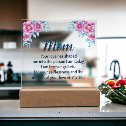 Acrylic heart Customised  plaque, To my Mom Best gift on Mother's Day