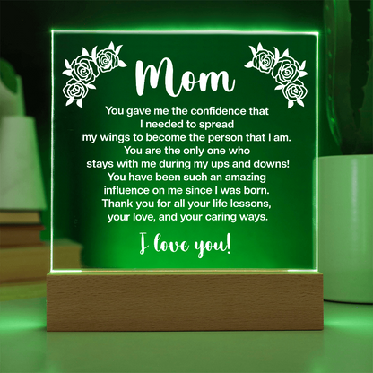 To My Mom, Acrylic Square plaque with customised message and design