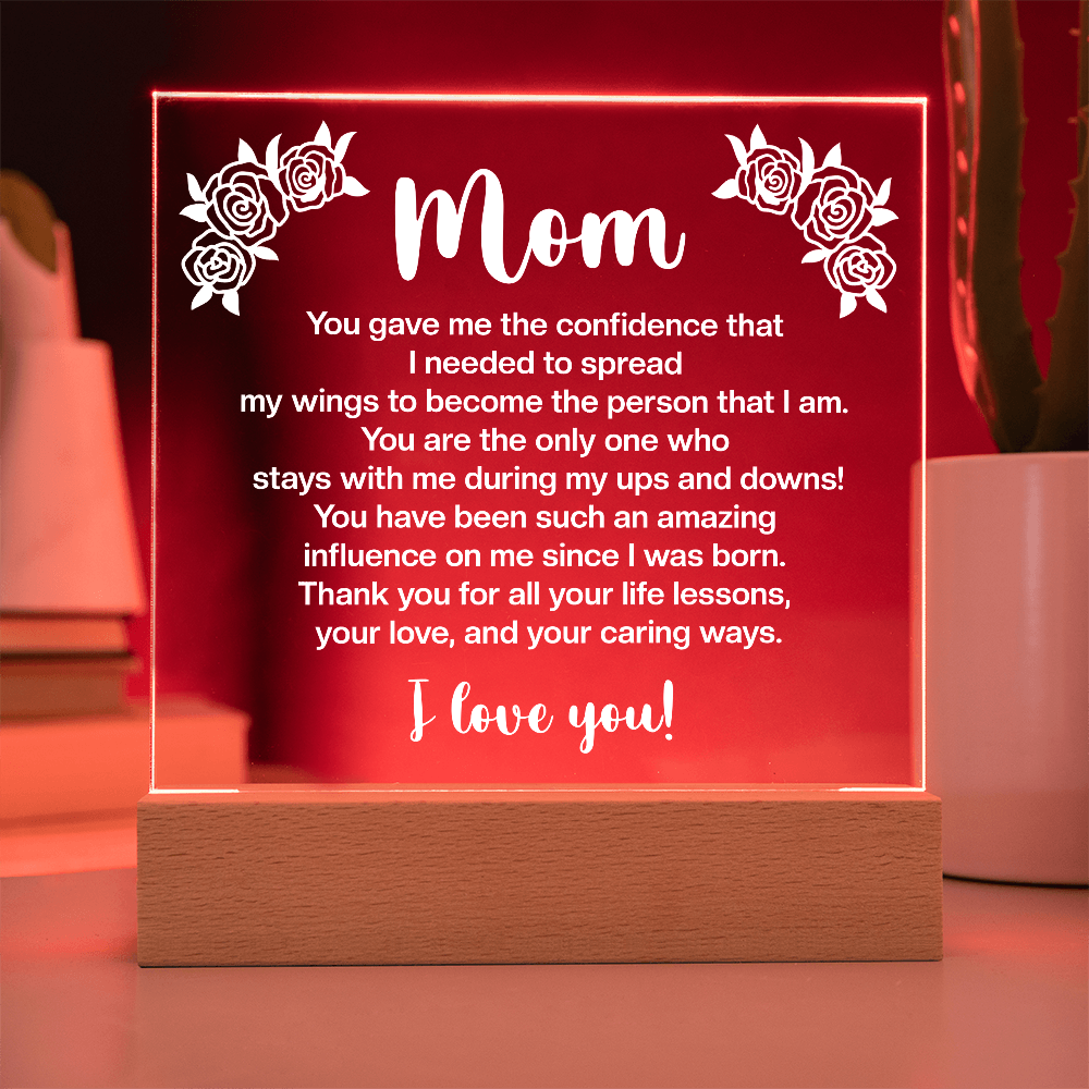 To My Mom, Acrylic Square plaque with customised message and design