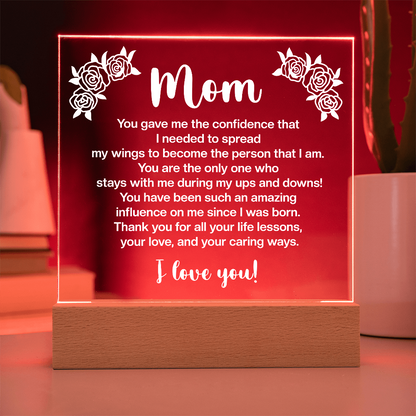 To My Mom, Acrylic Square plaque with customised message and design