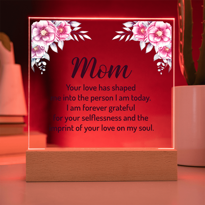 Acrylic heart Customised  plaque, To my Mom Best gift on Mother's Day