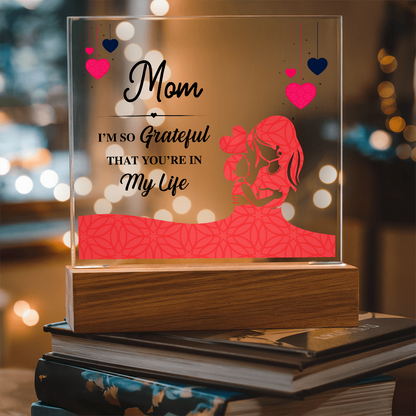 Acrylic Square Plaque With Printed Message to my MOM, Mother's Day
