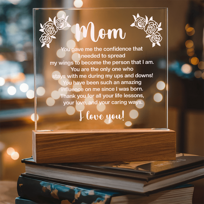 To My Mom, Acrylic Square plaque with customised message and design