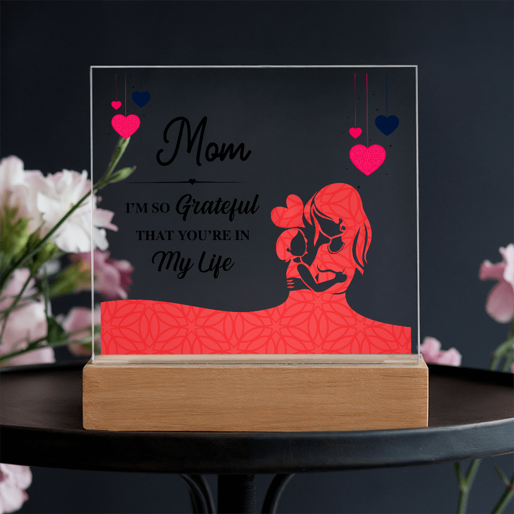 Acrylic Square Plaque With Printed Message to my MOM, Mother's Day