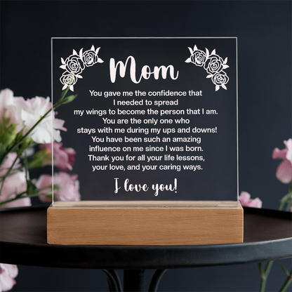 To My Mom, Acrylic Square plaque with customised message and design
