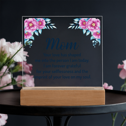 Acrylic heart Customised  plaque, To my Mom Best gift on Mother's Day