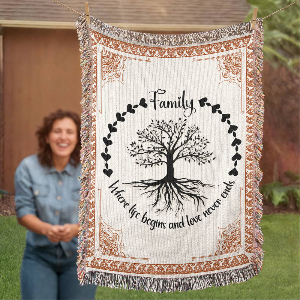 Family Roots, Celtic Tree Woven Blanket -  Gift Junction