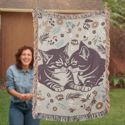 Snuggling Kitties - Woven Blanket -  Gift Junction