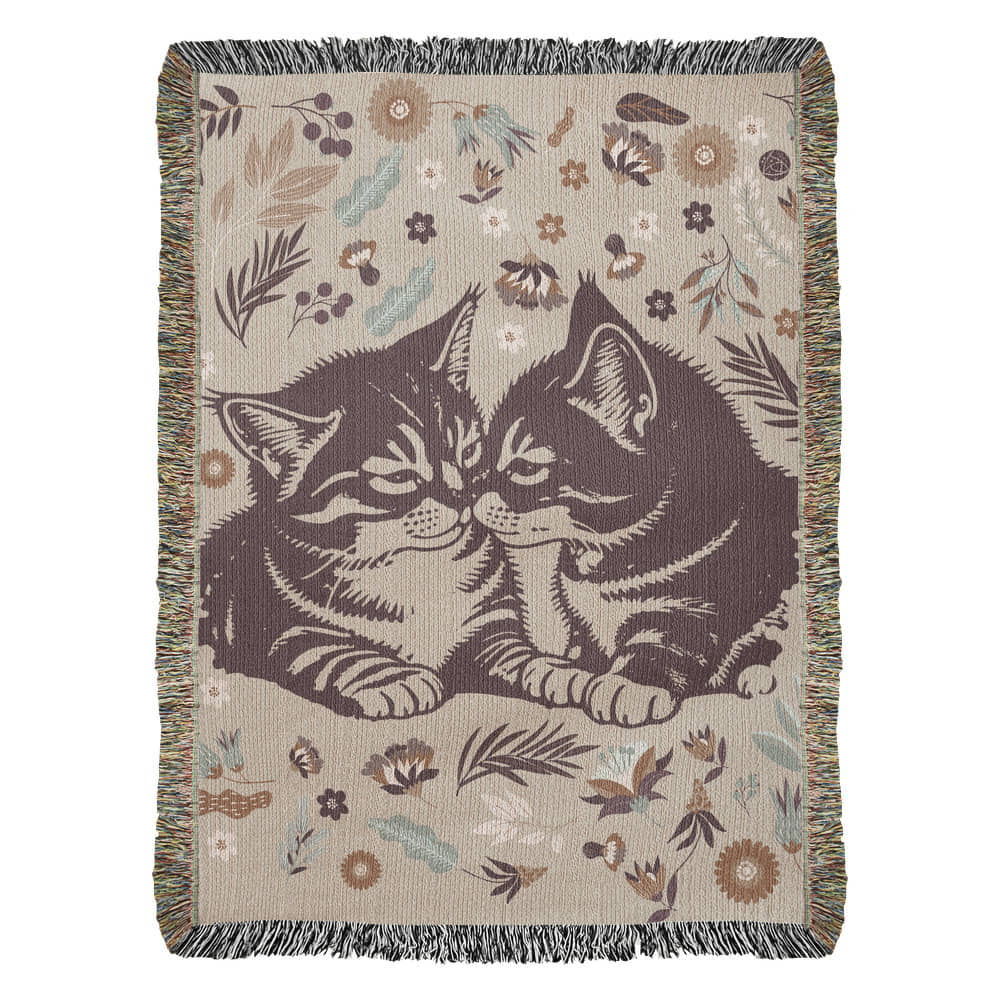 Snuggling Kitties - Woven Blanket -  Gift Junction