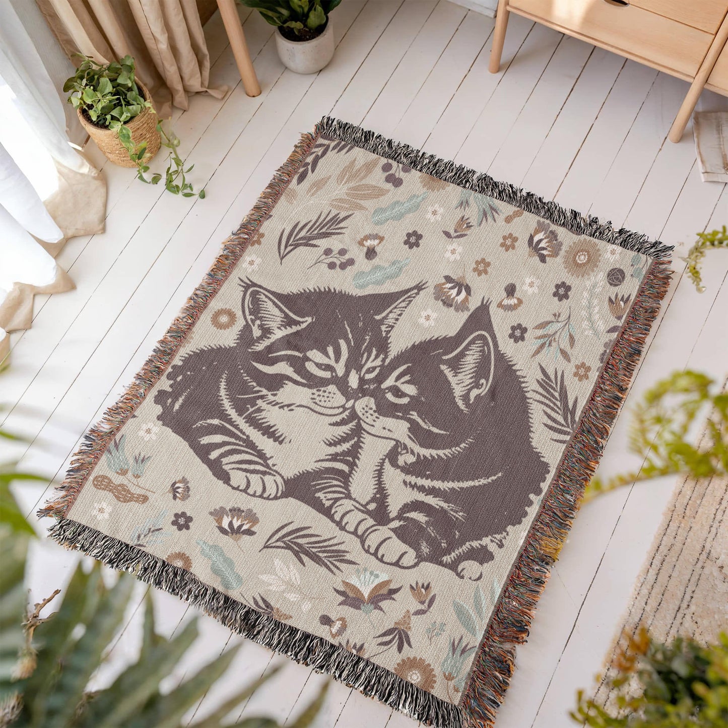 Snuggling Kitties - Woven Blanket -  Gift Junction