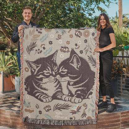 Snuggling Kitties - Woven Blanket -  Gift Junction