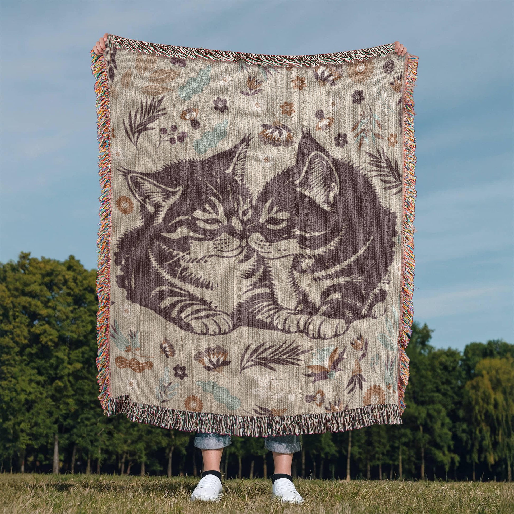 Snuggling Kitties - Woven Blanket -  Gift Junction