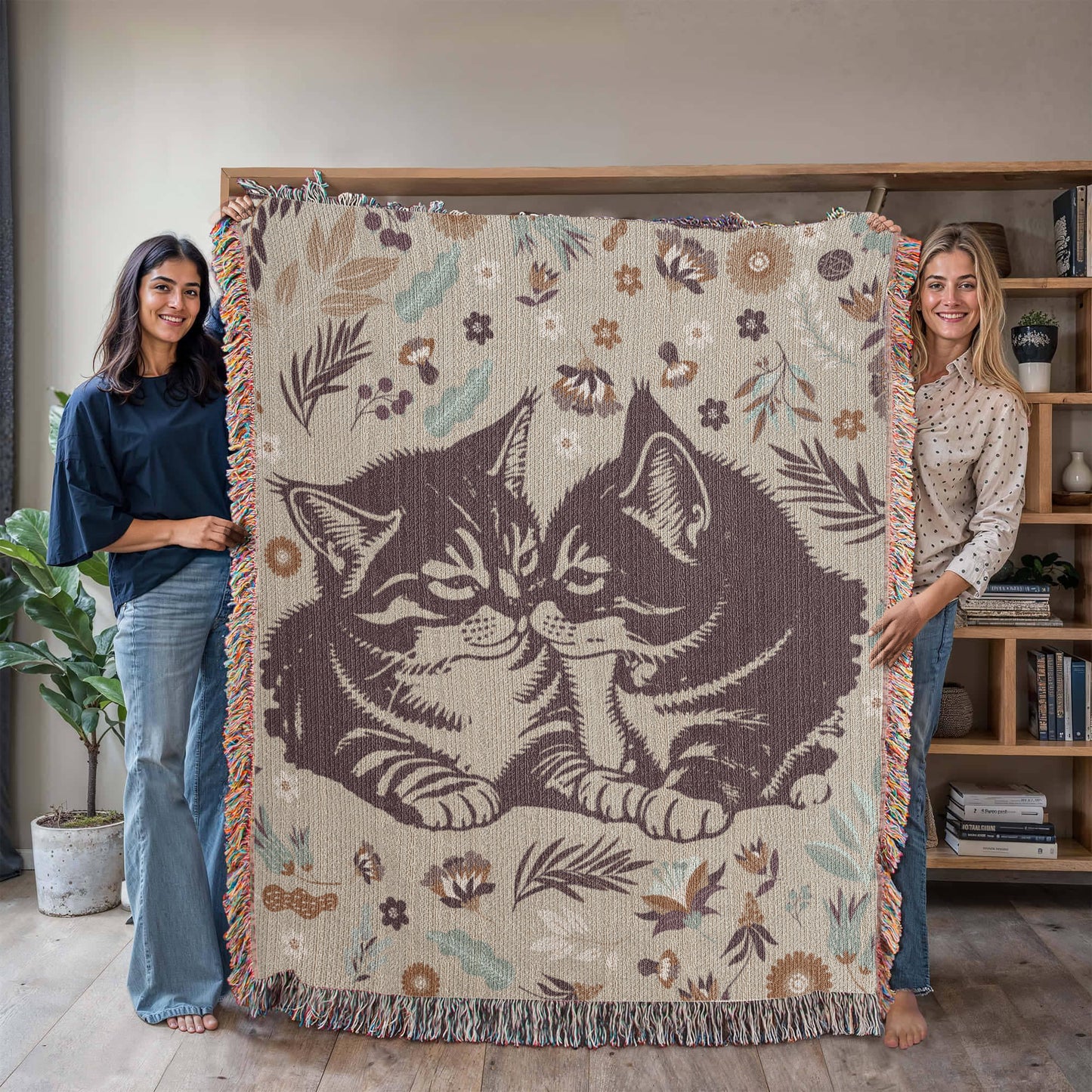 Snuggling Kitties - Woven Blanket -  Gift Junction