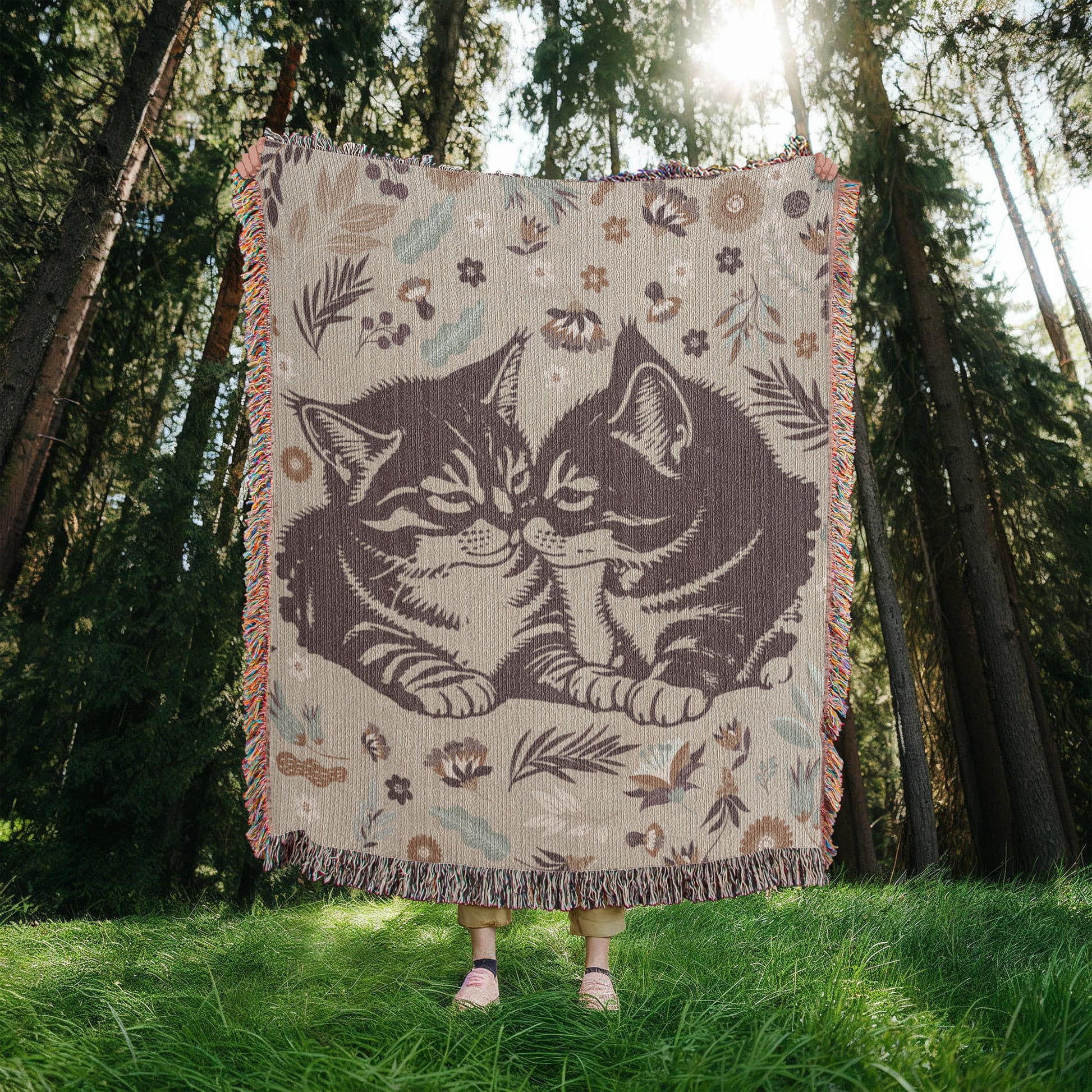 Snuggling Kitties - Woven Blanket -  Gift Junction
