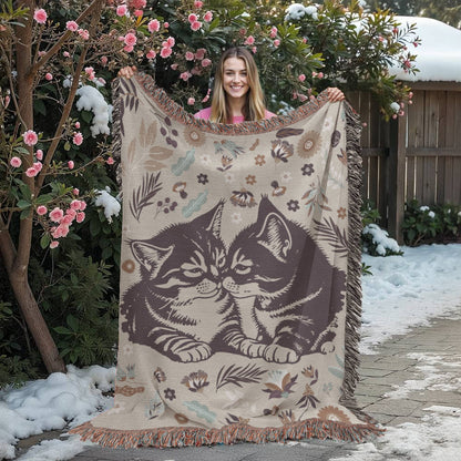 Snuggling Kitties - Woven Blanket -  Gift Junction