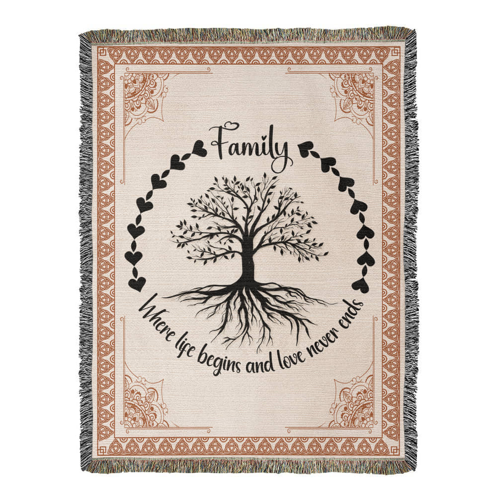 Family Roots, Celtic Tree Woven Blanket -  Gift Junction