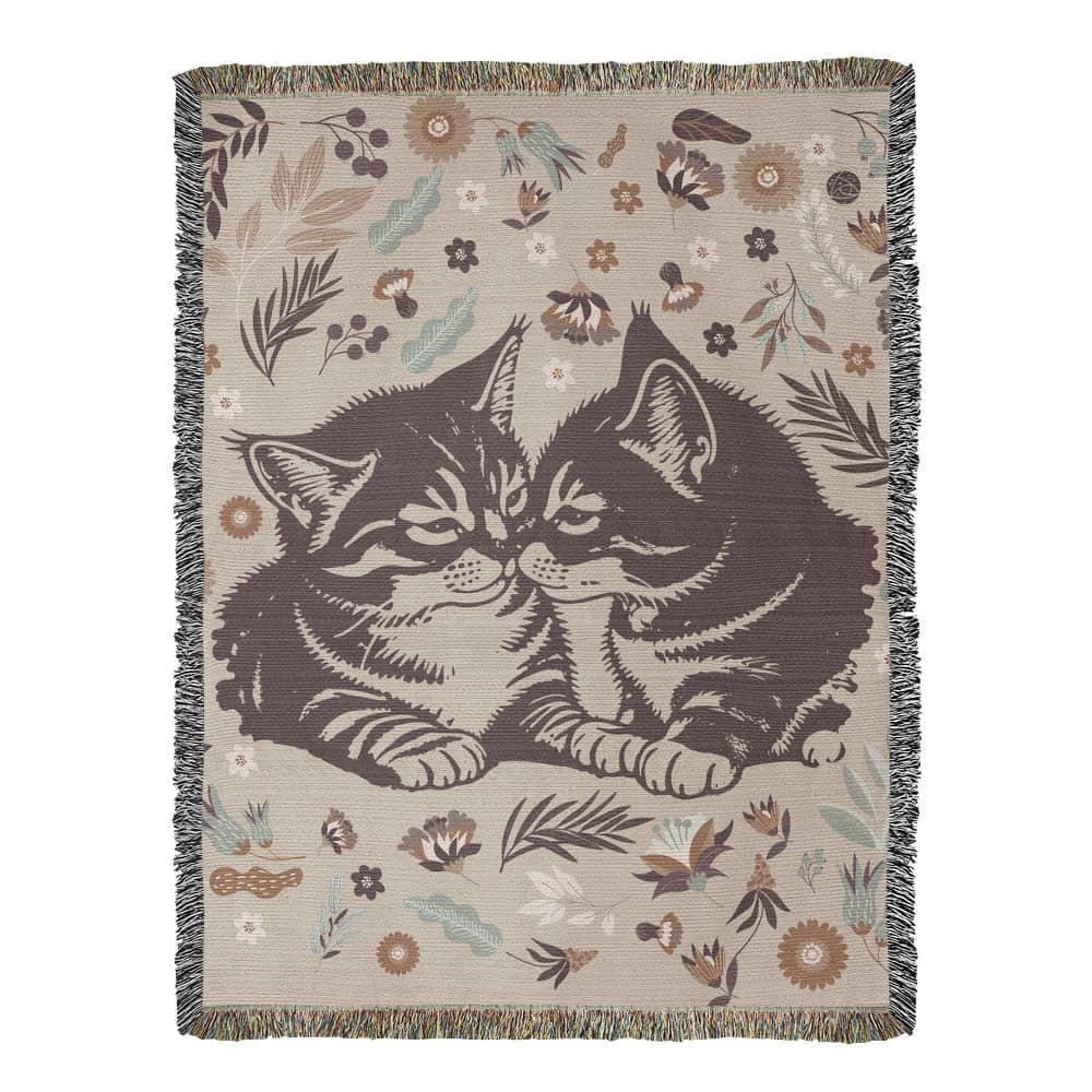 Snuggling Kitties - Woven Blanket -  Gift Junction