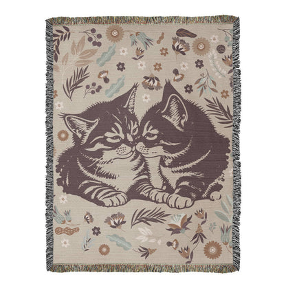 Snuggling Kitties - Woven Blanket -  Gift Junction
